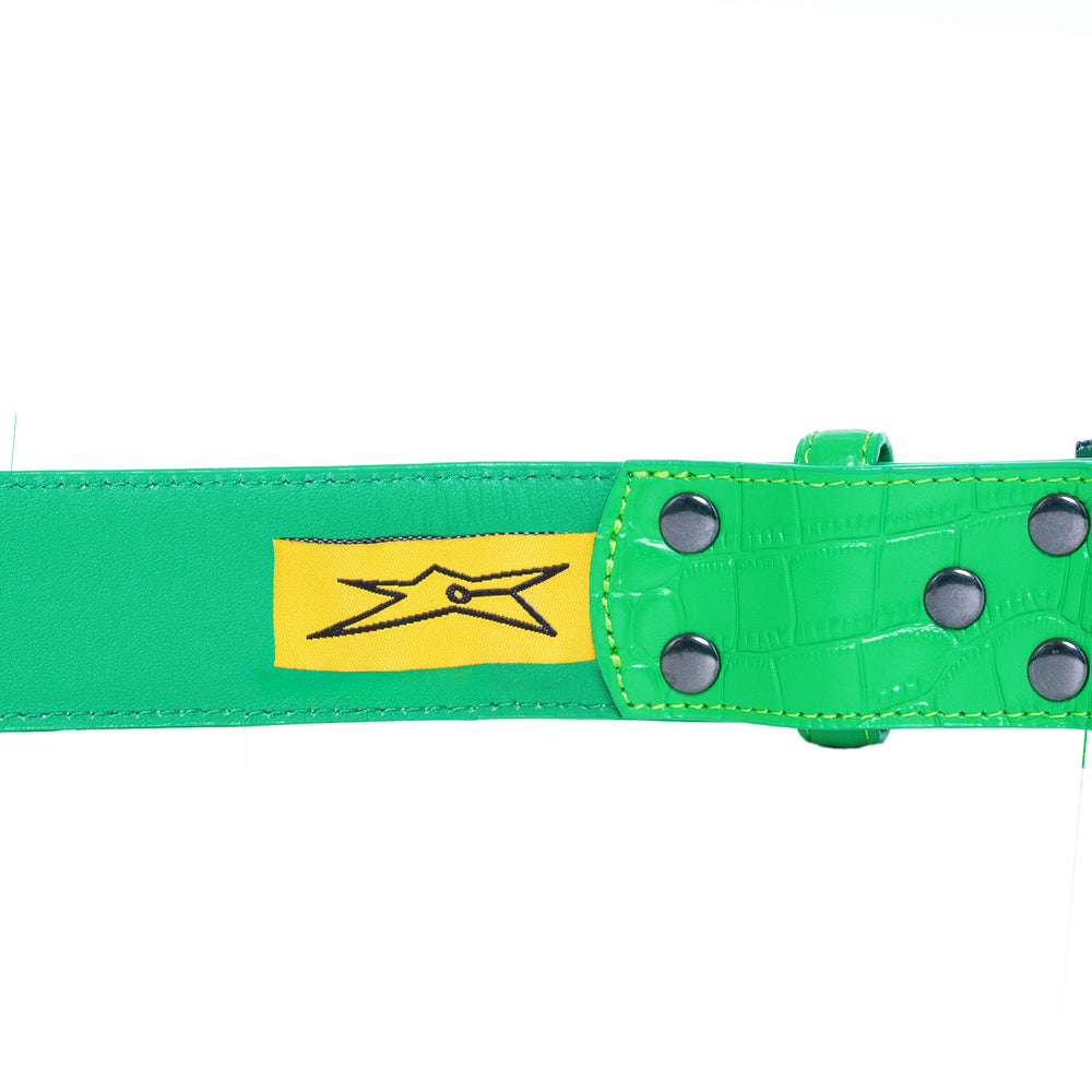 CROCSKIN LEATHER BELT (GREEN)