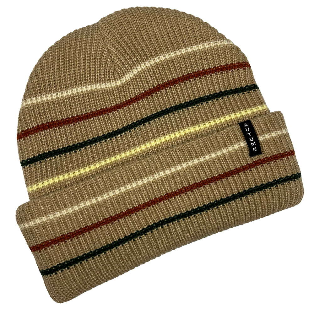 MULTI STRIPE BEANIE - KHAKI