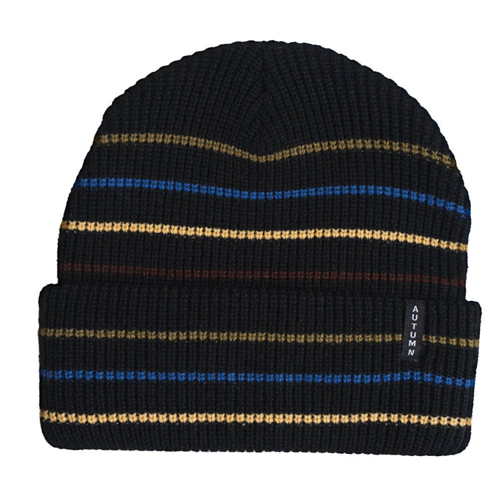 MULTI STRIPE BLACK BEANIE