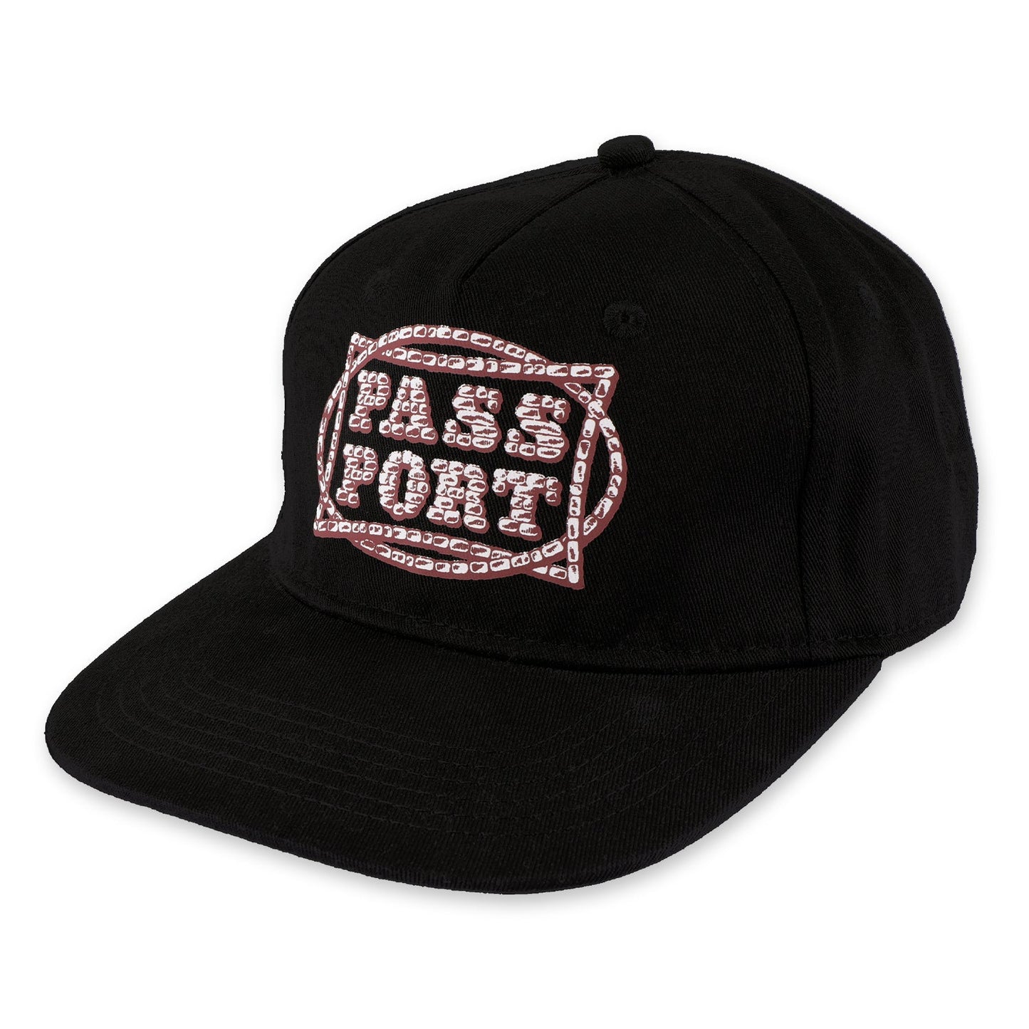 Black workers hat with front embroidered square graphic