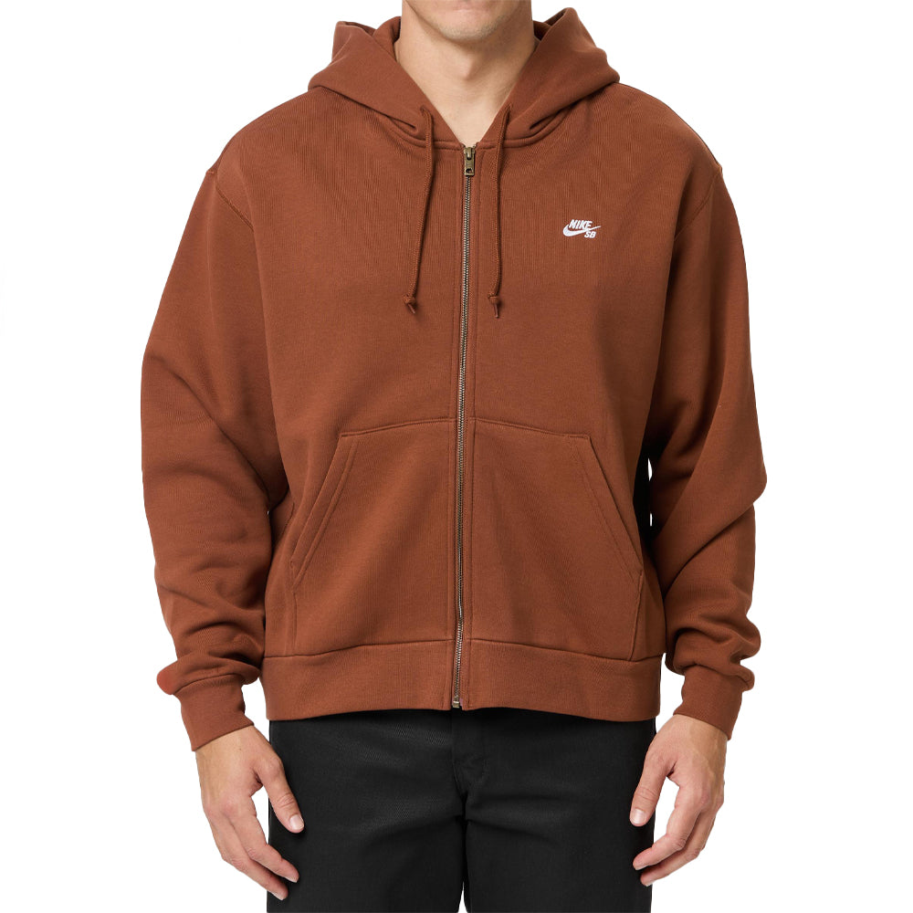 ESSENTIALS LOGO HOODED ZIP-UP SWEATSHIRT CINNAMON