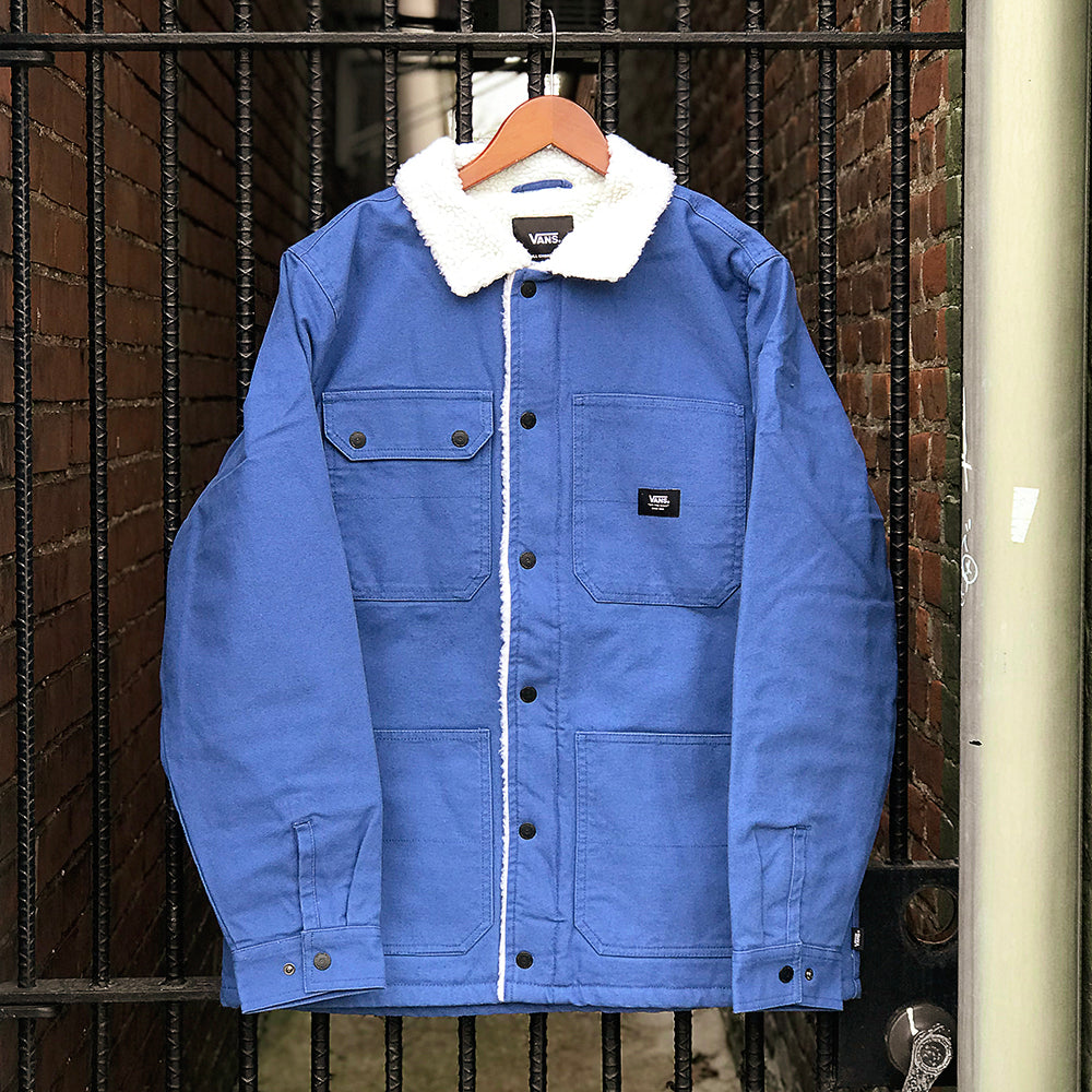 NAVY DRILL CHORE COAT SHERPA JACKET