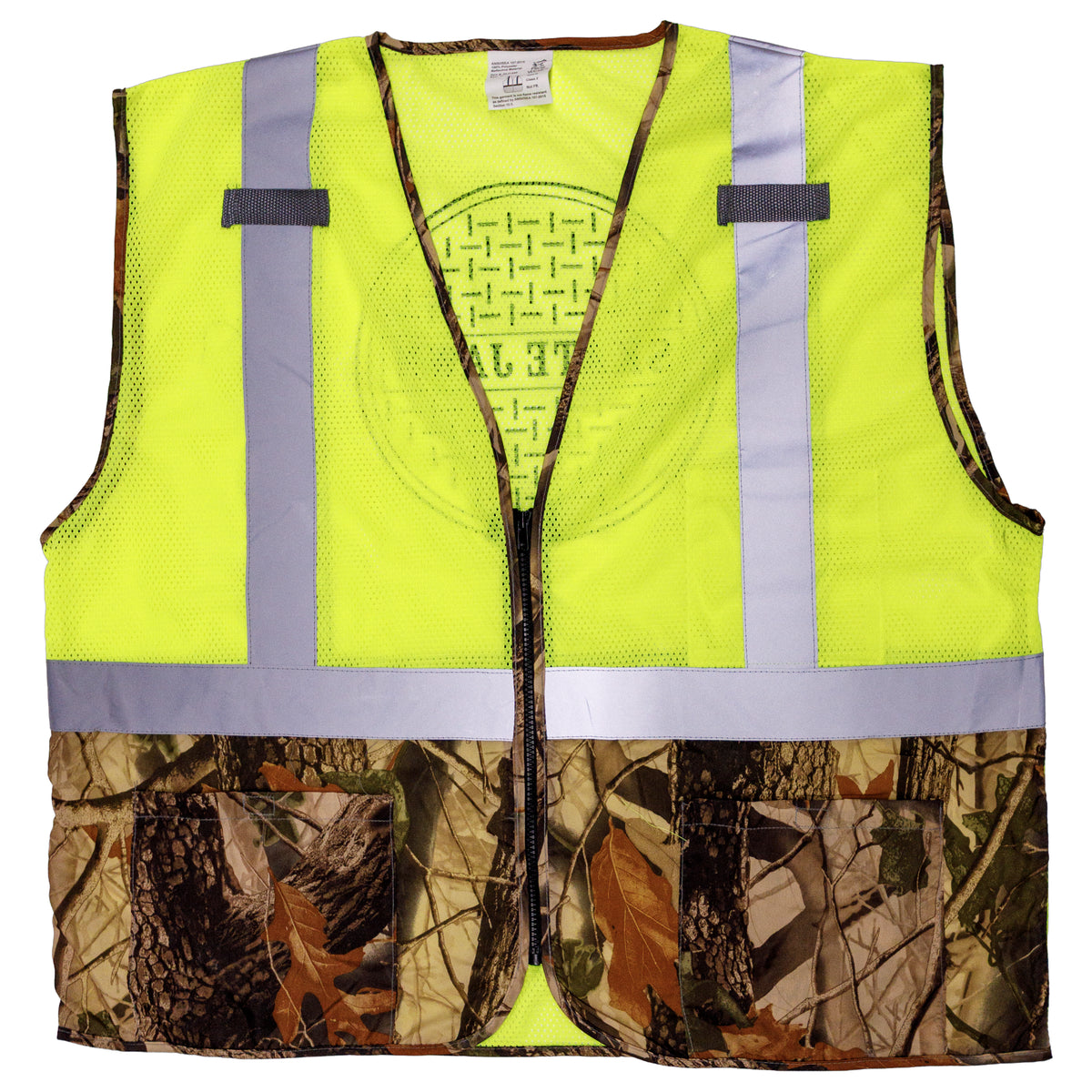 SEWER CAP HI VIZ/CAMO SAFETY VEST