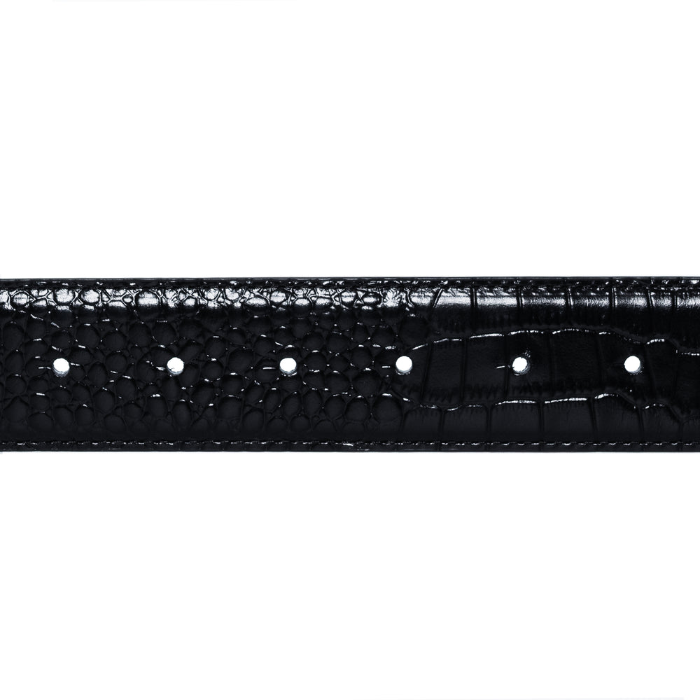 CROCSKIN LEATHER BELT (BLACK)