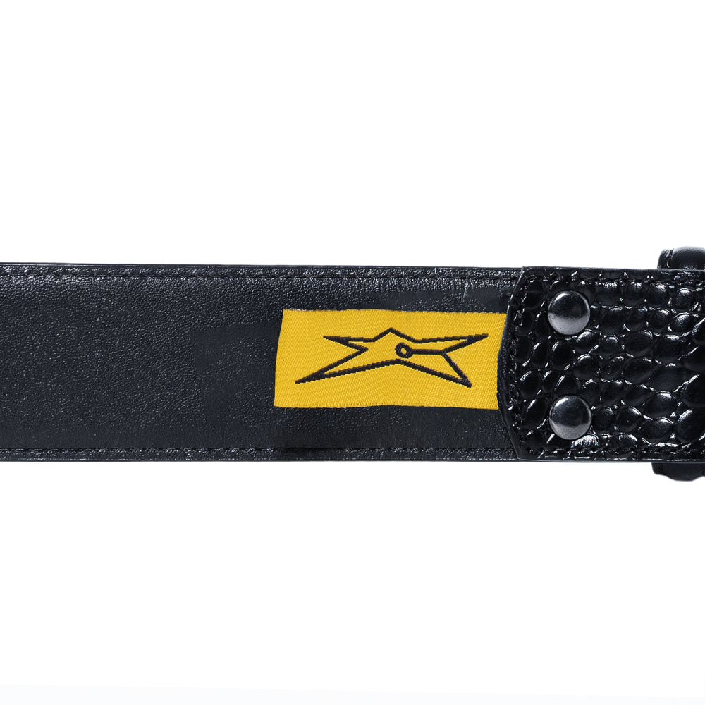 CROCSKIN LEATHER BELT (BLACK)
