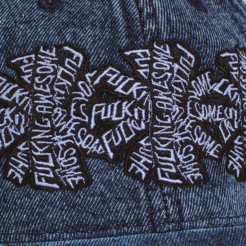 THREE SPIRAL WASHED DENIM 6-PANEL HAT