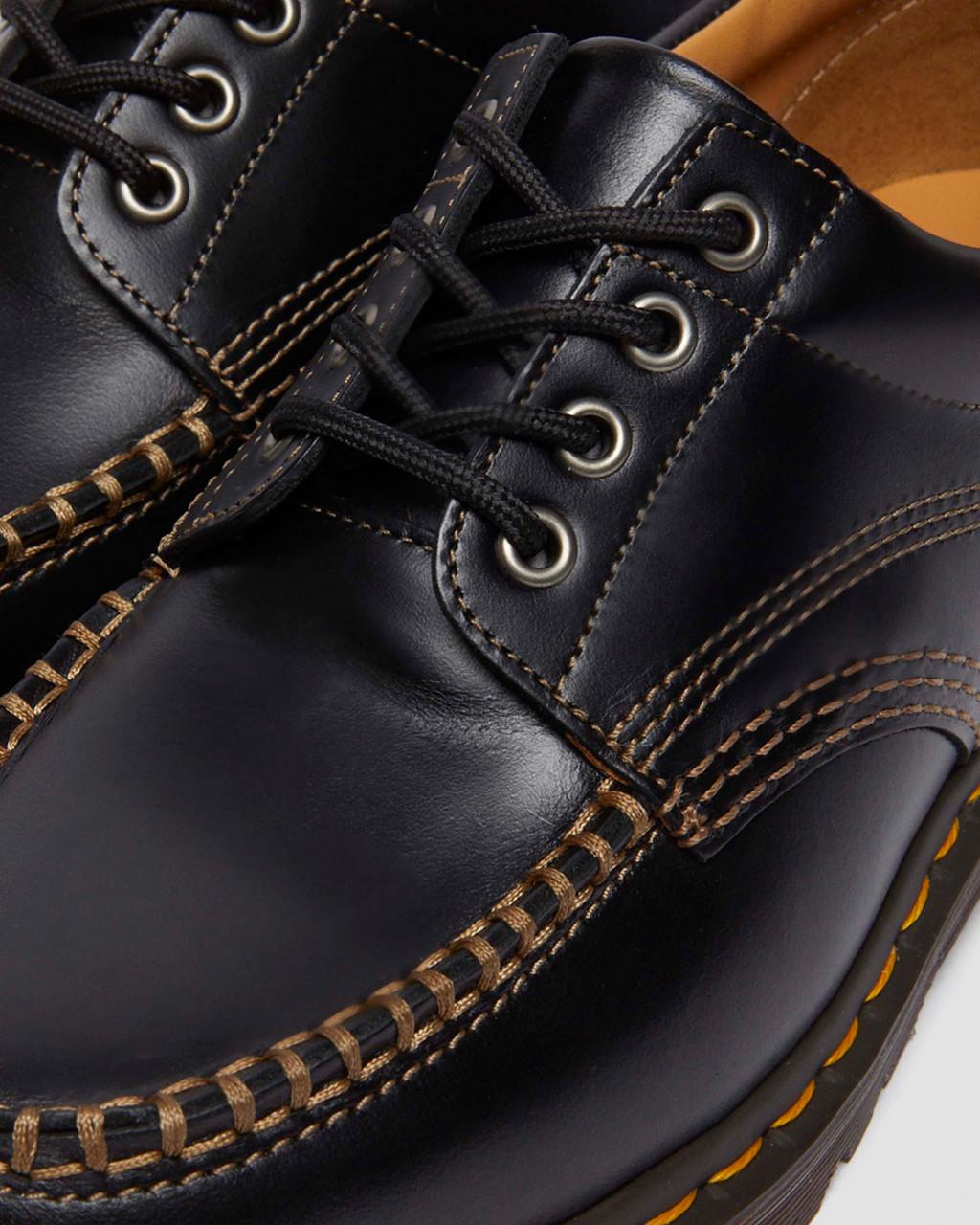 BLACK LOWELL LEATHER MOC TOE SHOES