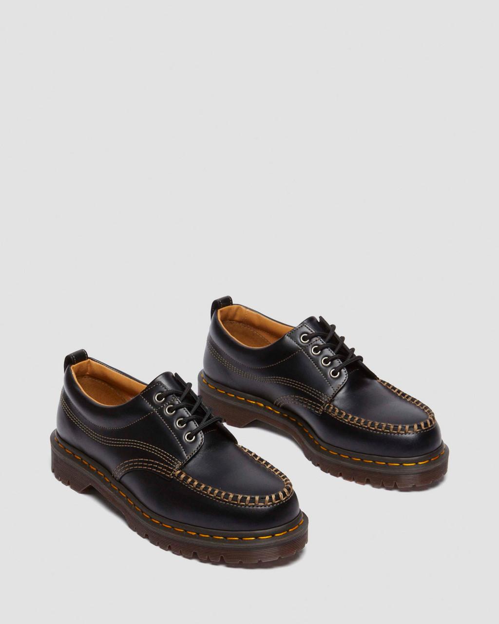 BLACK LOWELL LEATHER MOC TOE SHOES