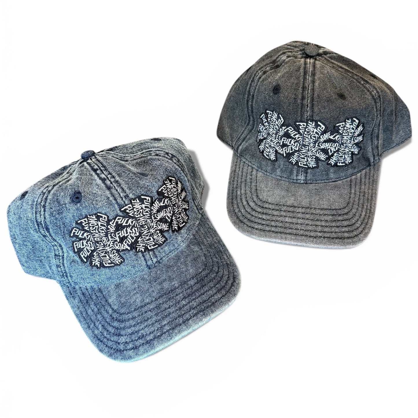 THREE SPIRAL WASHED DENIM 6-PANEL HAT