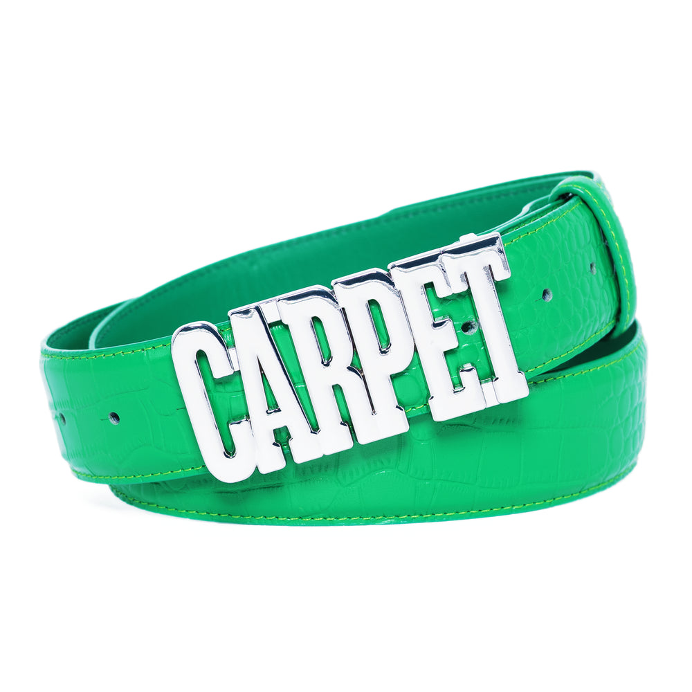 CROCSKIN LEATHER BELT (GREEN)