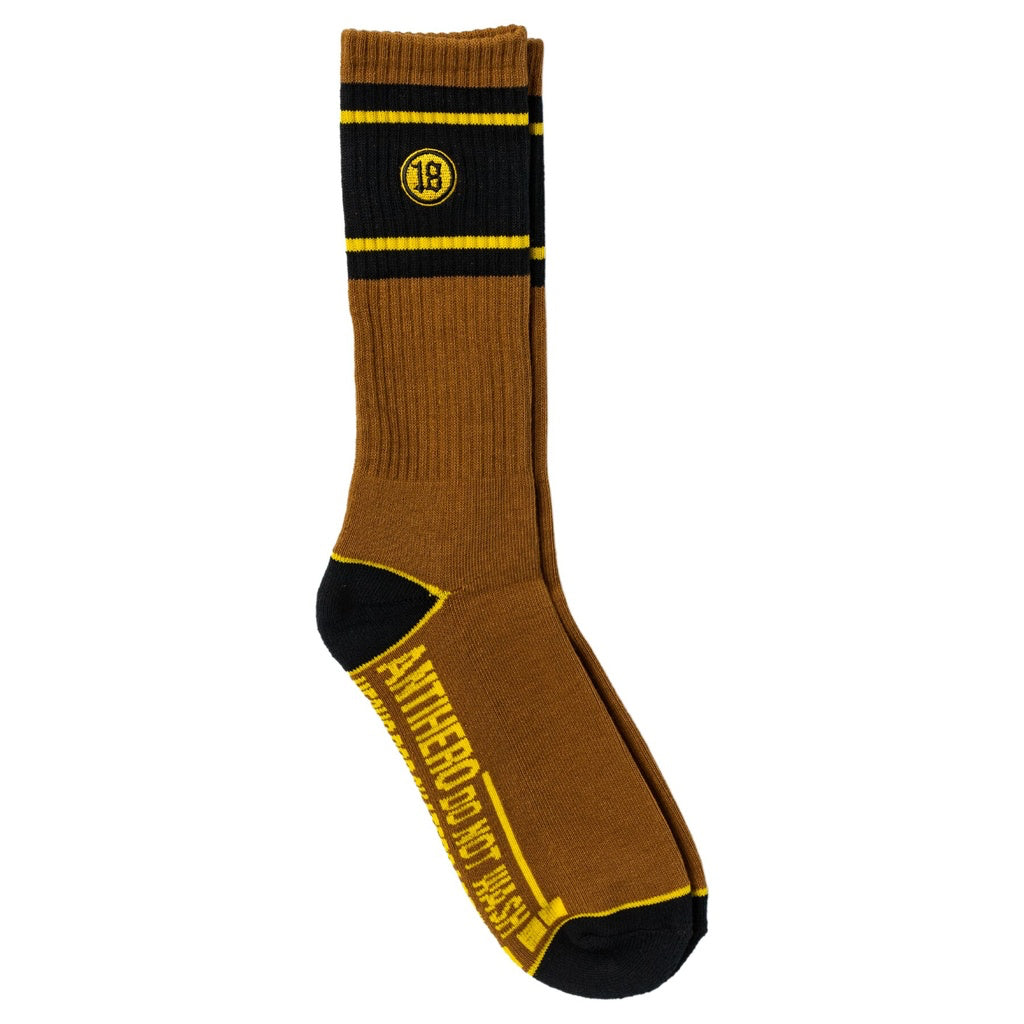 HECHO POR SKATE EMB SOCKS BROWN/YELLOW