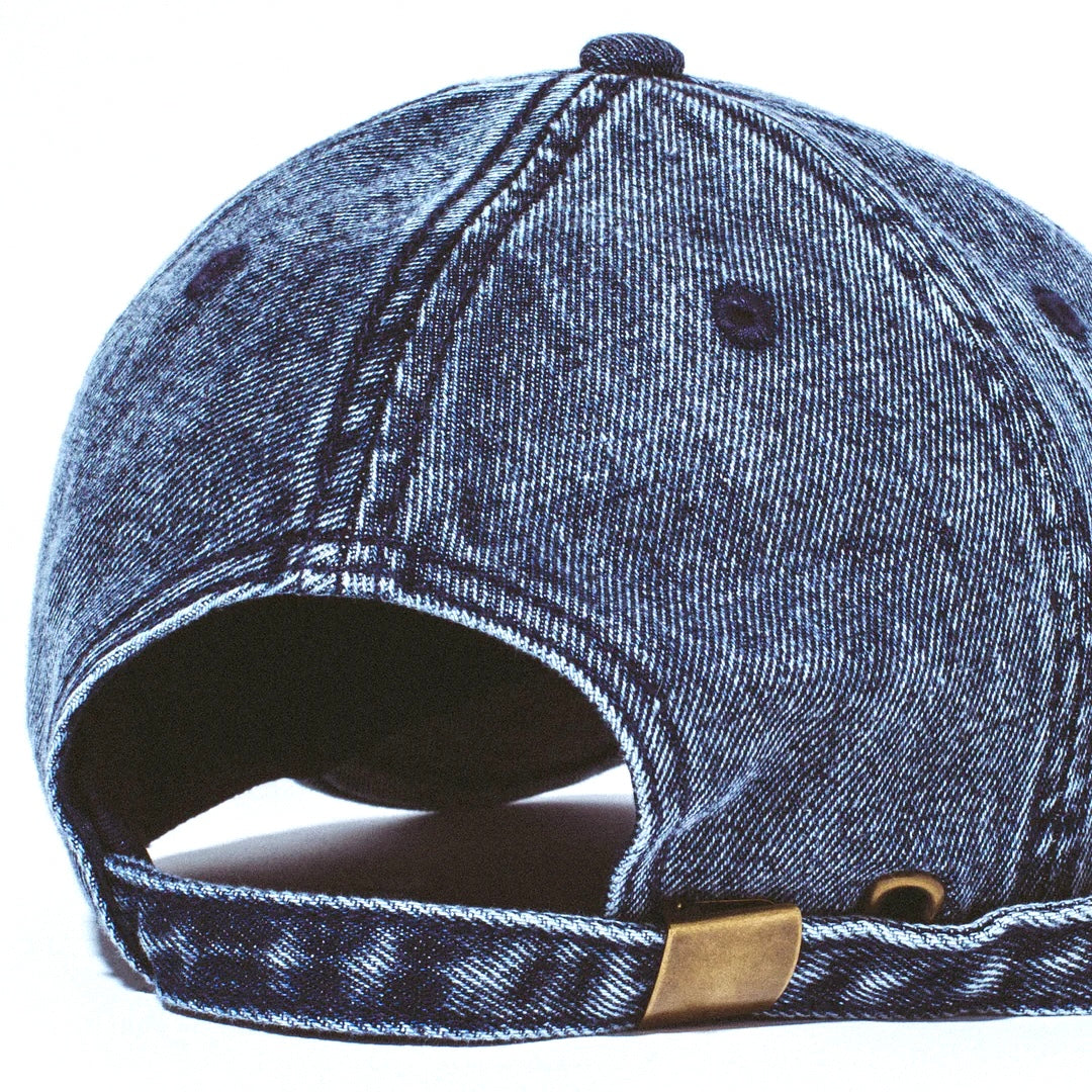 THREE SPIRAL WASHED DENIM 6-PANEL HAT