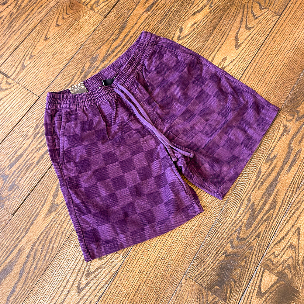 RANGE CHECKERBOARD CORD LOOSE SHORTS