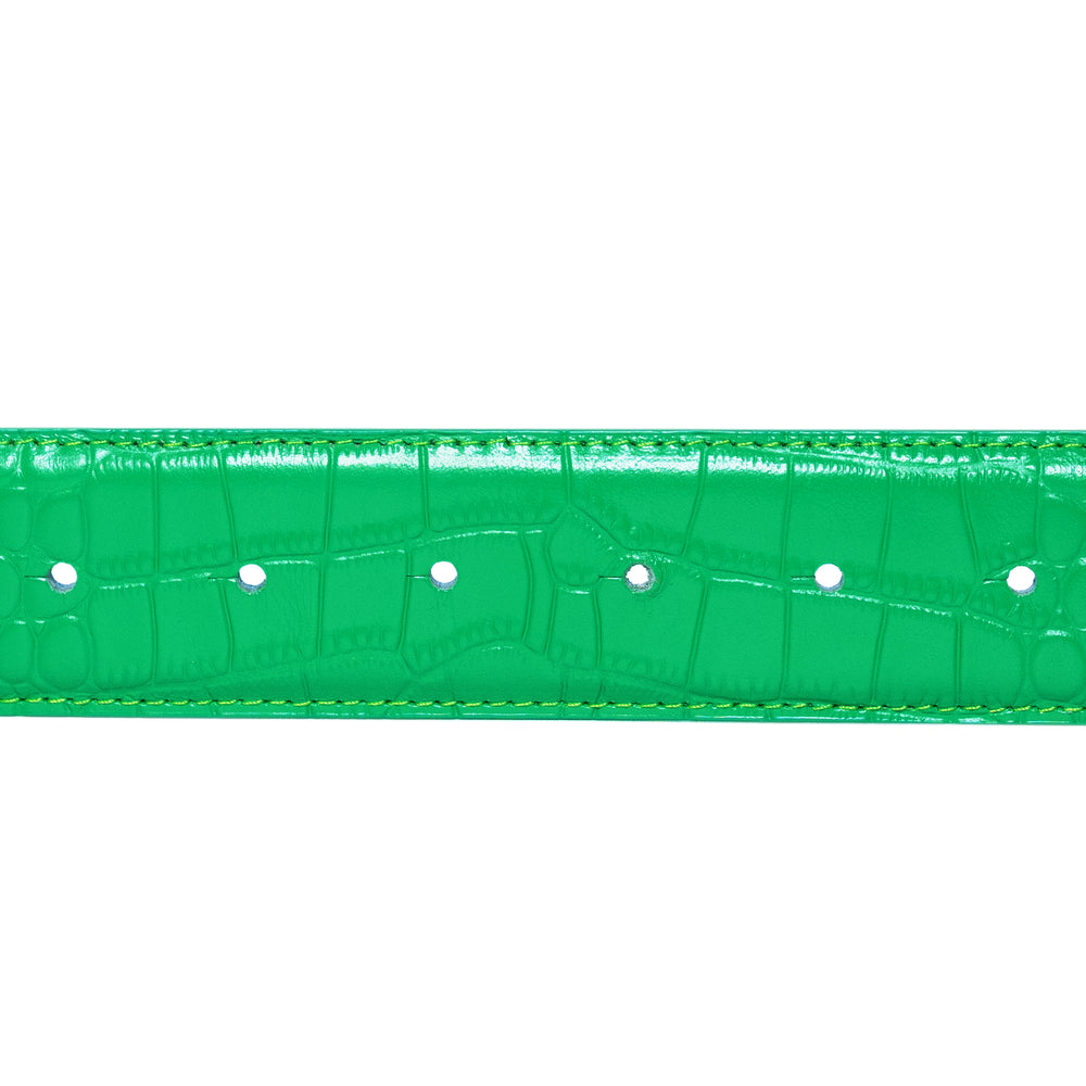 CROCSKIN LEATHER BELT (GREEN)