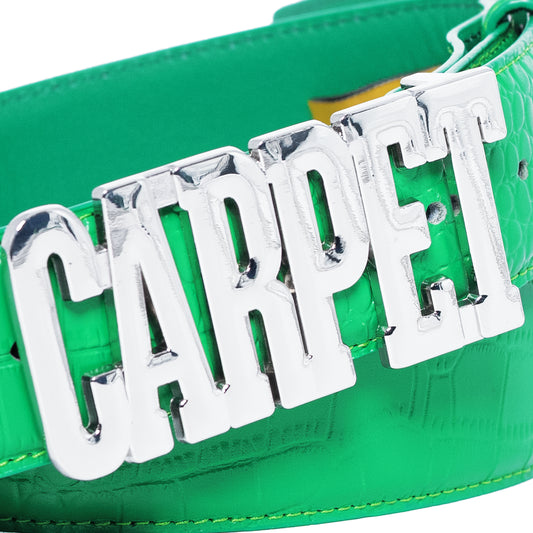 CROCSKIN LEATHER BELT (GREEN)