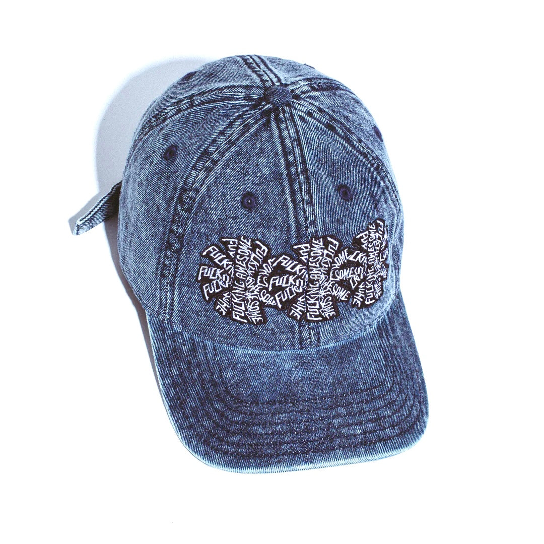 THREE SPIRAL WASHED DENIM 6-PANEL HAT