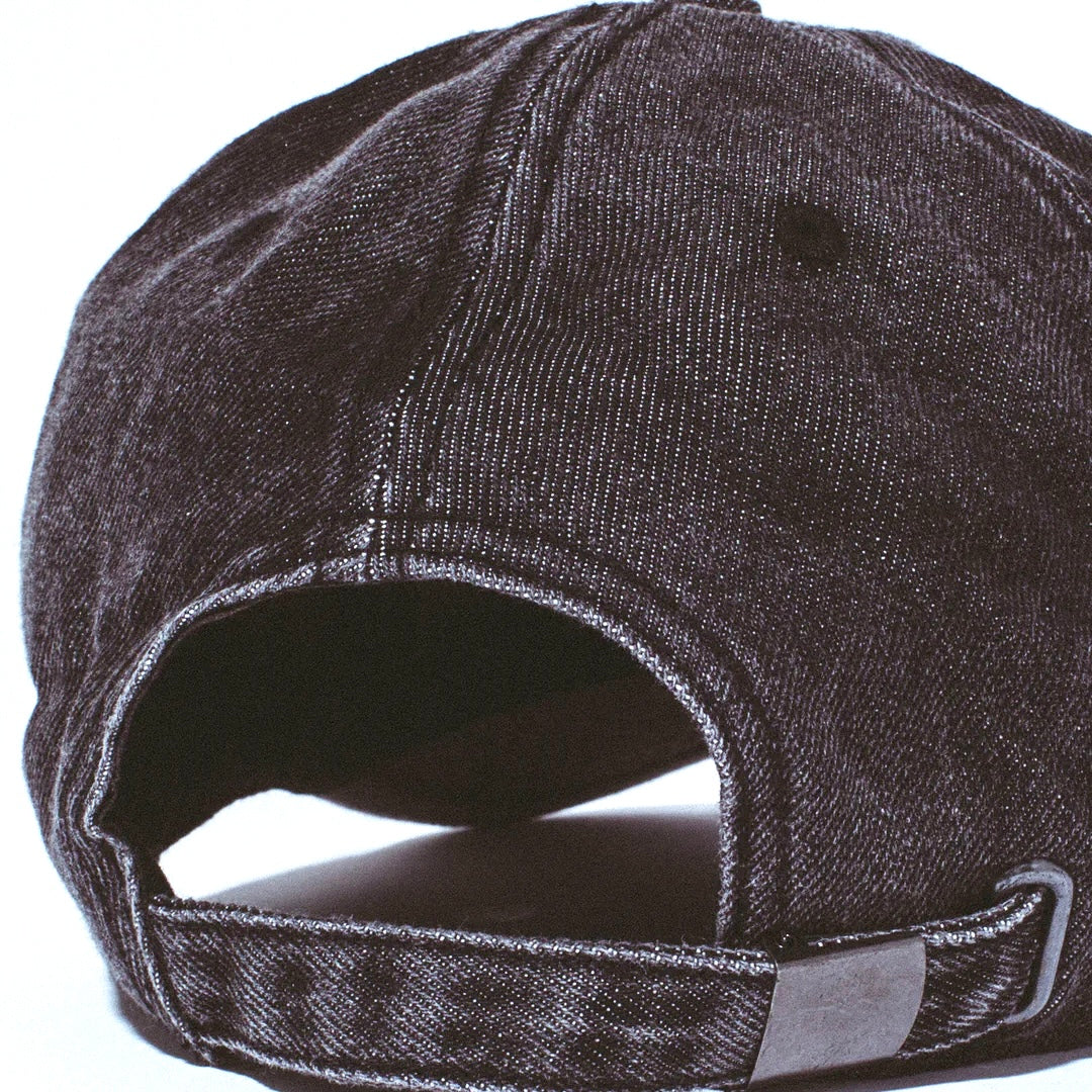 THREE SPIRAL WASHED DENIM 6-PANEL HAT