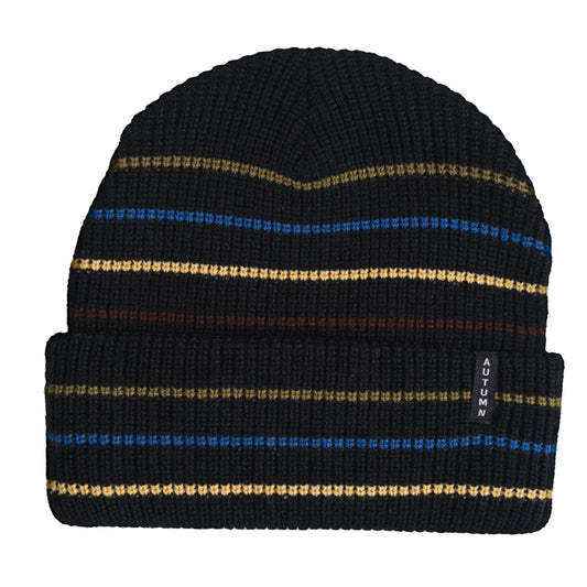 MULTI STRIPE BLACK BEANIE