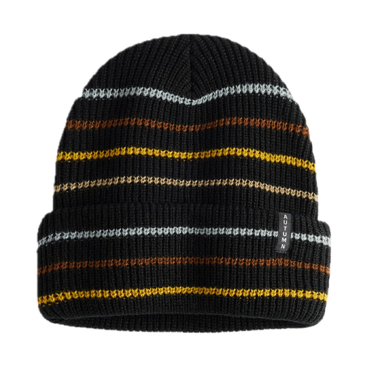 BLACK MULTI STRIPE BEANIE
