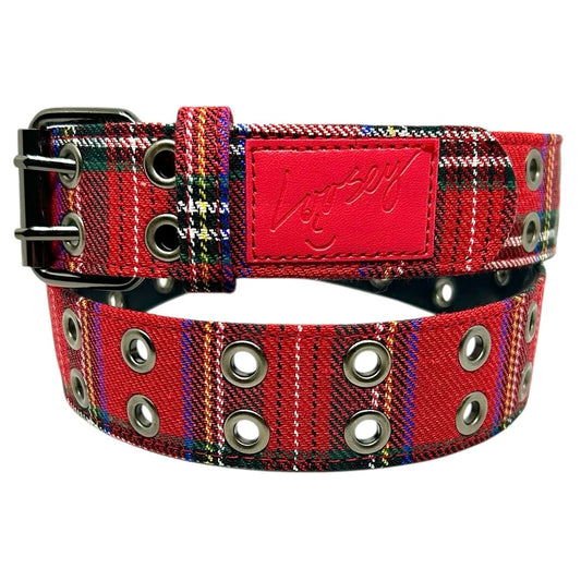 PLAID GROMMET HOLE BELT