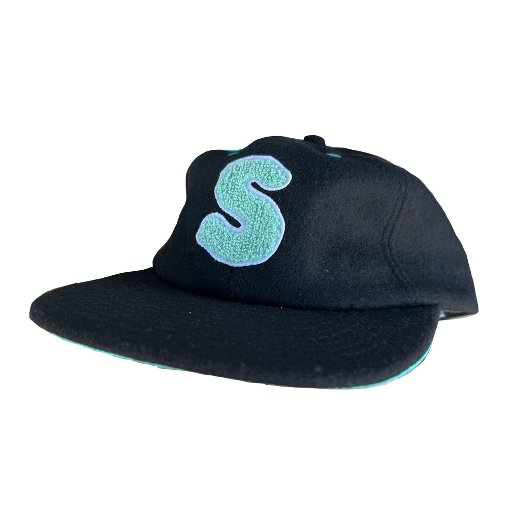 BLACK WOOL COLLEGE CAP