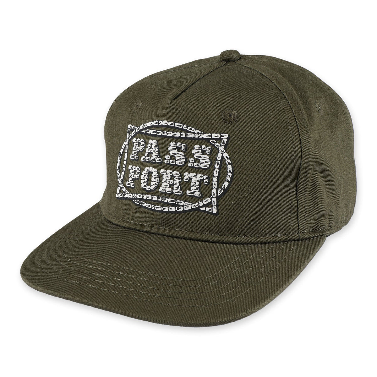 Olive workers hat with front embroidered square graphic