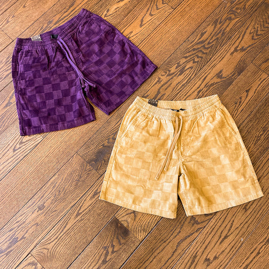 RANGE CHECKERBOARD CORD LOOSE SHORTS