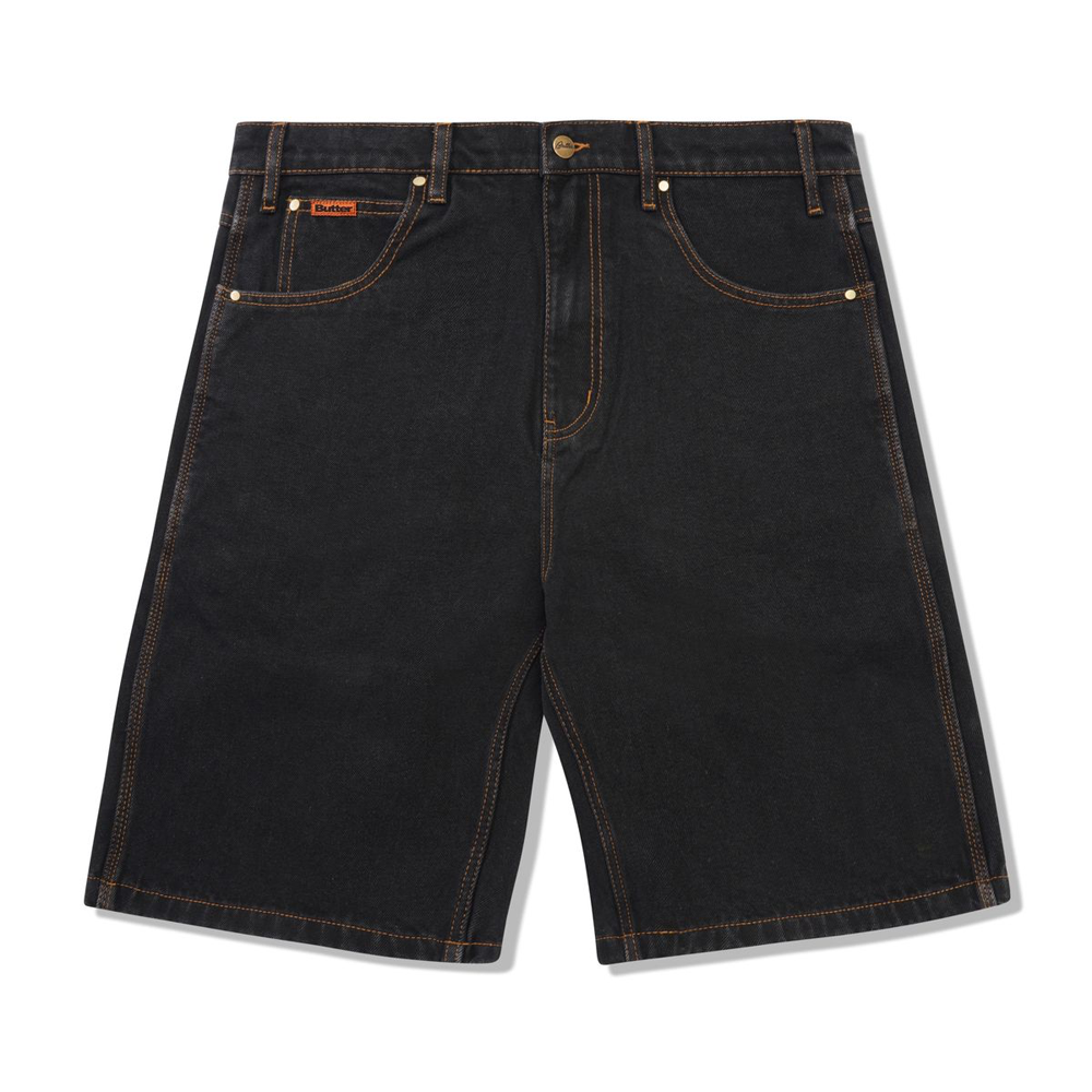WASHED BLACK BAGGY DENIM SHORTS