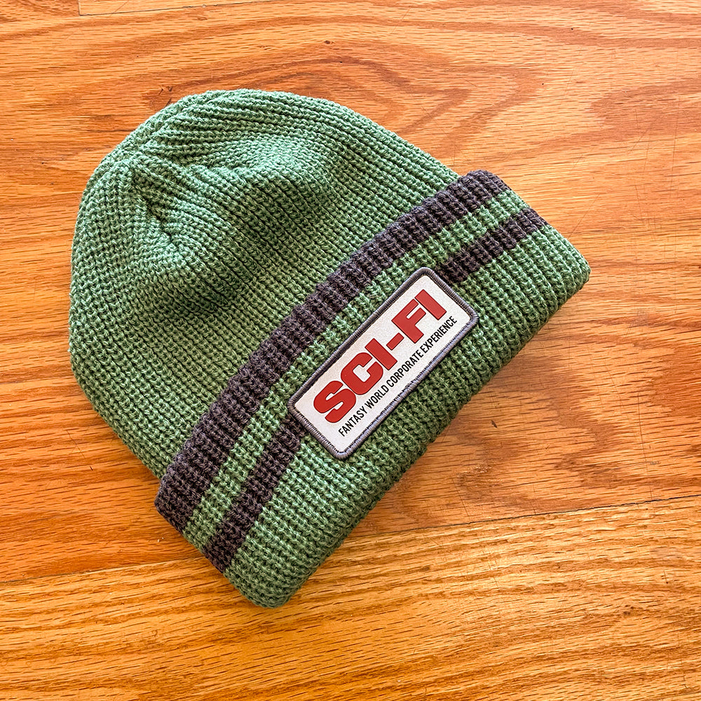 REFLECTIVE PATCH STRIPED BEANIE